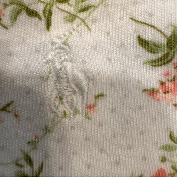 Ralph Lauren Dress Girls 18M White w/ Pink Floral Collared Ruffle Short Sleeve - Picture 7 of 7